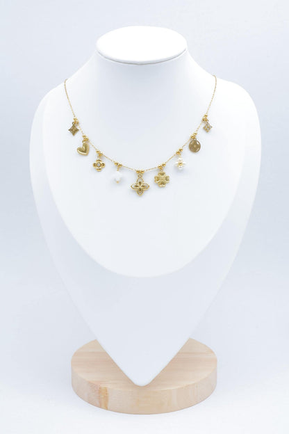 Collier fine breloque bohème en acier inoxydable doré