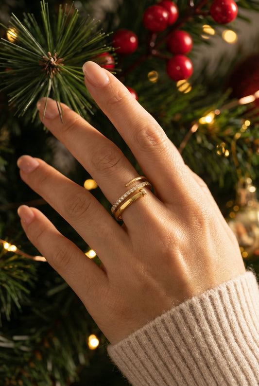 Bague clou - Bague ajustable effet clou enroulé - Acier inoxydable