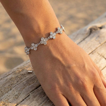 Bracelet Monaco - Bracelet trèfles zircon - Acier inoxydable