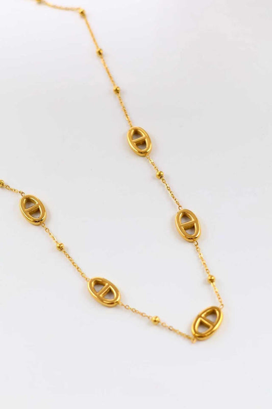 Collier au motif maille marine avec billes en acier inoxydable