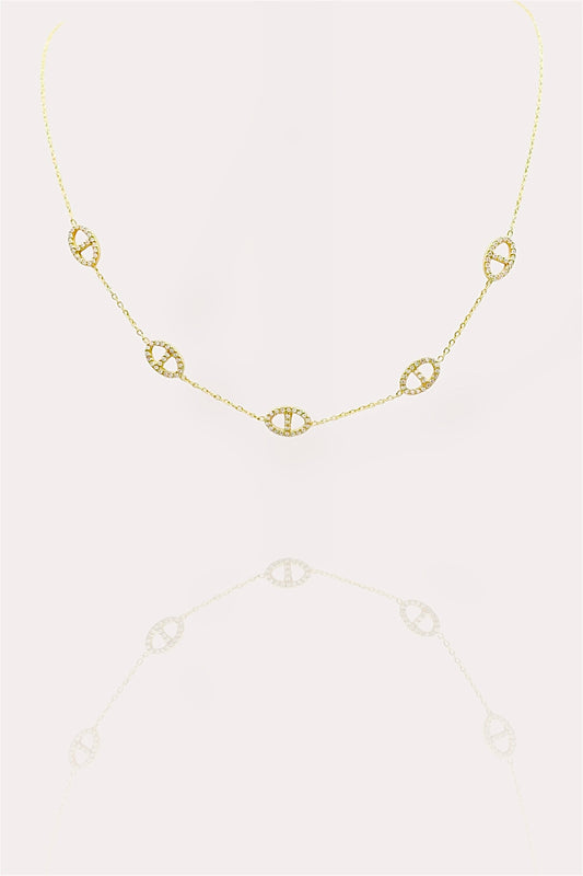 Collier maille marine strass - Acier inoxydable