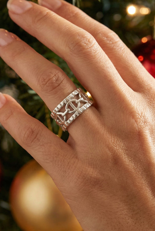 Bague Anna - Bague maille marine en acier inoxydable