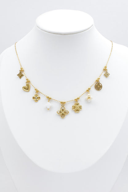 Collier fine breloque bohème en acier inoxydable doré