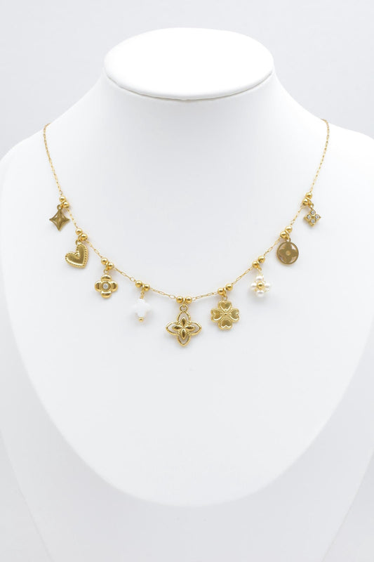 Collier fine breloque bohème en acier inoxydable doré