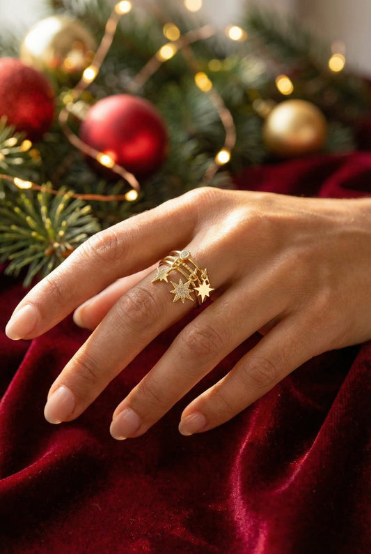 Bague Auri - Bague ajustable breloques étoile - Acier inoxydable