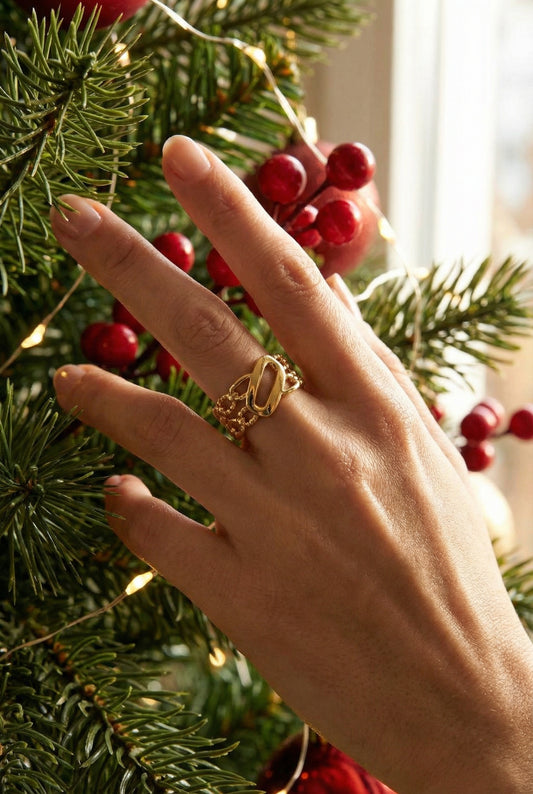 Bague Maillor - Bague chaîne dorée maille ajustable – Acier inoxydable