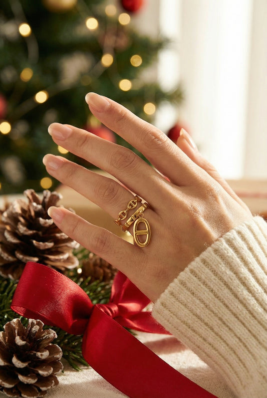 Bague Maia - Bague breloque maille marine - Acier inoxydable