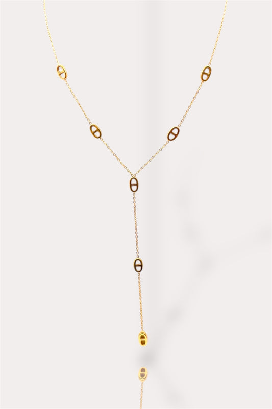 Collier Y maille marine - Acier inoxydable