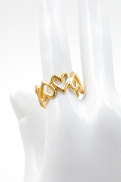Bague Luvia - Bague ajustable à cœurs - Acier Inoxydable