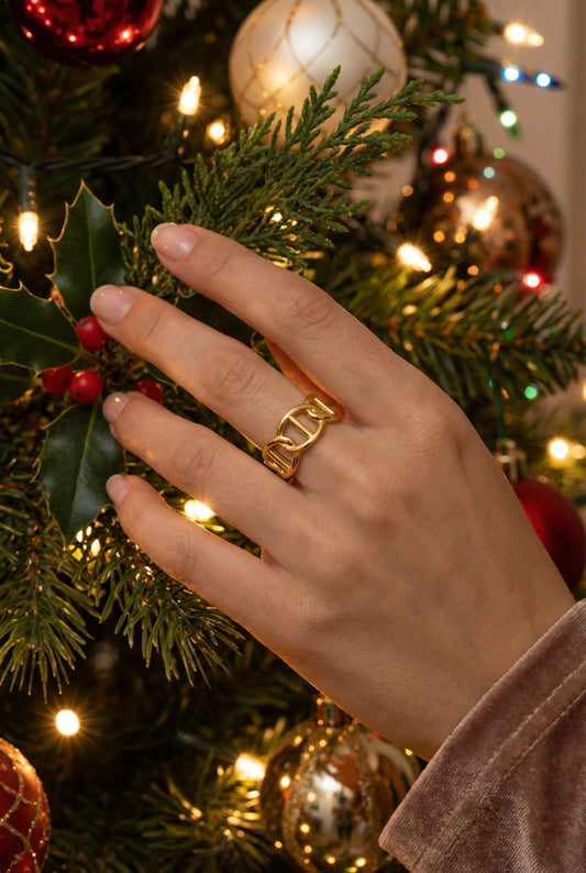 Bague Noa - Bague maille marine en acier inoxydable