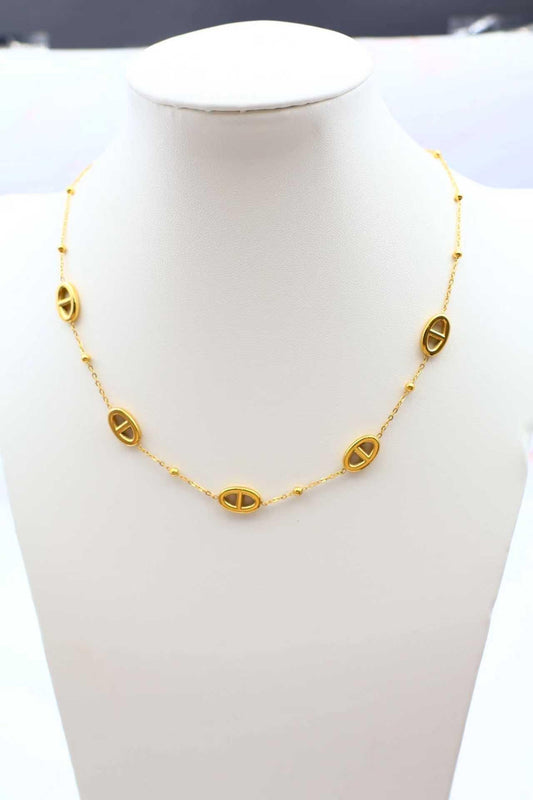 Collier au motif maille marine avec billes en acier inoxydable