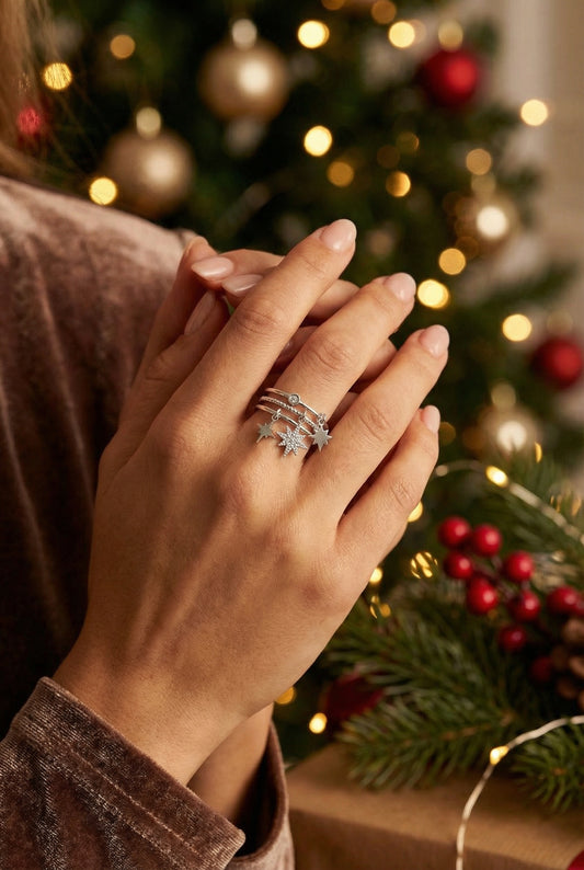 Bague Auri - Bague ajustable breloques étoile - Acier inoxydable